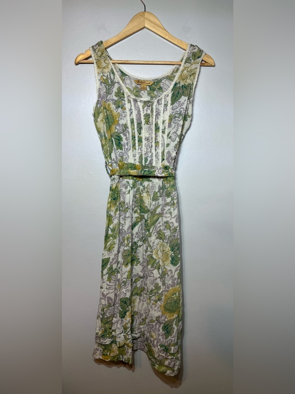 April Cornell Cotton French Country Sleeveless Floral Midi Dress women’s size S